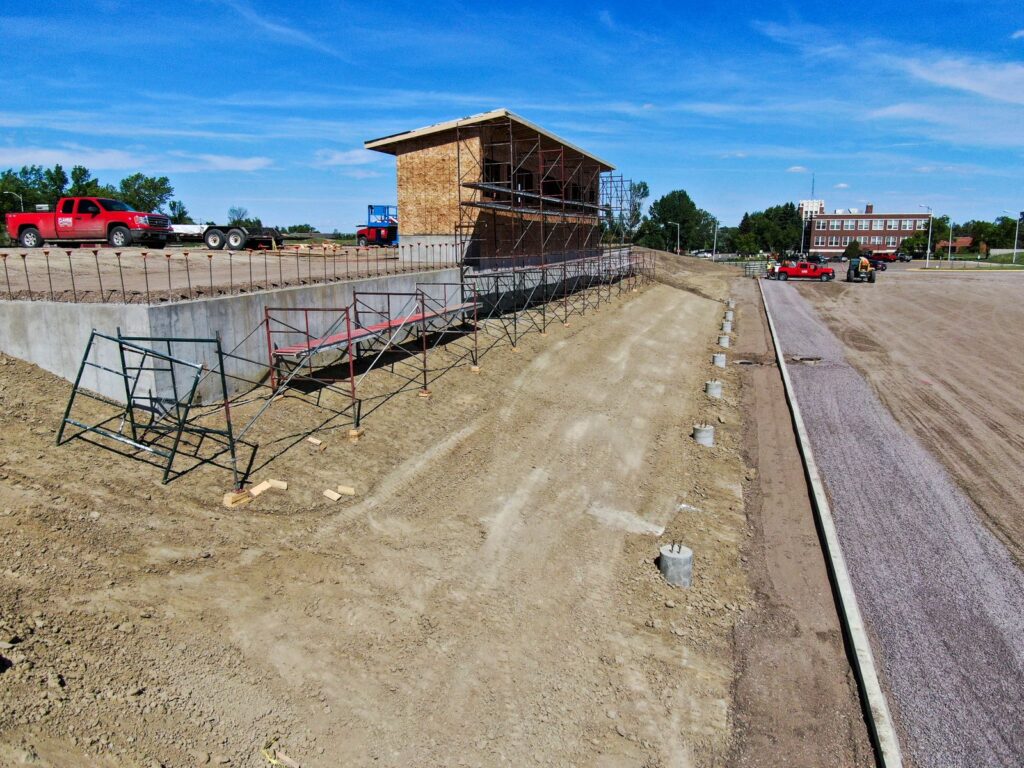 Building the press box, June 2020