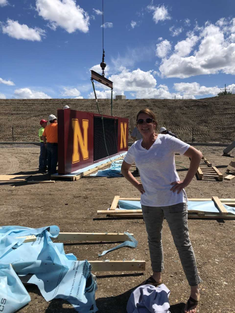 Shantel Cronk, Scoreboard set up at New Tilleman Field